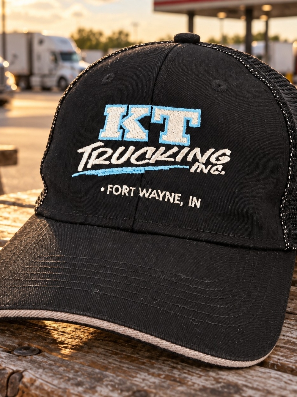 Port Authority KT Trucking Black Mesh Snapback Hat Fort Wayne Indiana